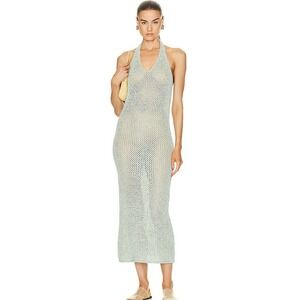 The Elder Statesman NWT $855 Como Cross Net Halter Dress Funfetti Green Medium